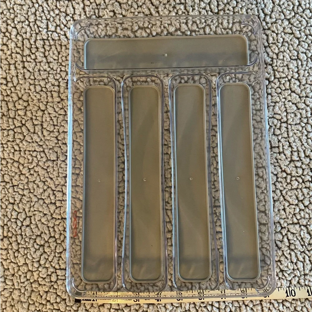 Oggi Clear Plastic Silverware Drawer Holder Organizer 5 Compartment Tray Cutlery